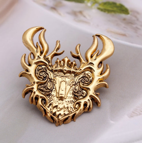 Game of Thrones House Baratheon of Storm's End Fire Buck Crown Metal Badge
